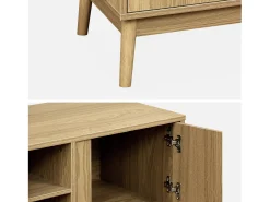 Mueble tv de efecto madera con 2 puertas, 120cm natural