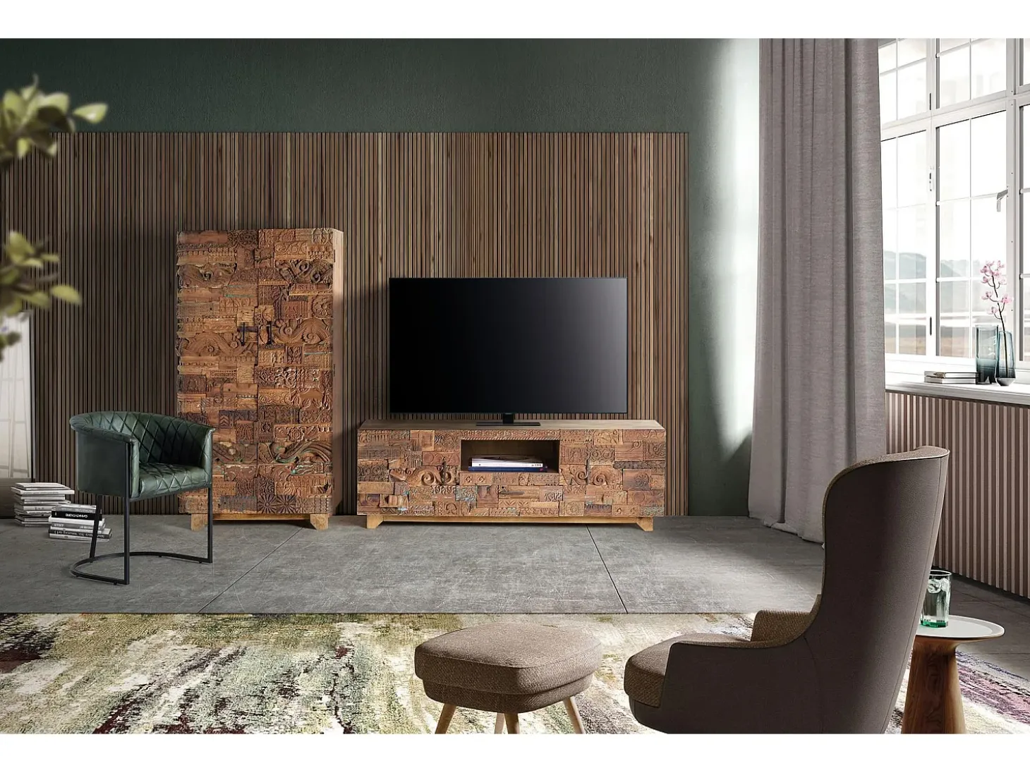 Mueble tv de madera de mango recuperada