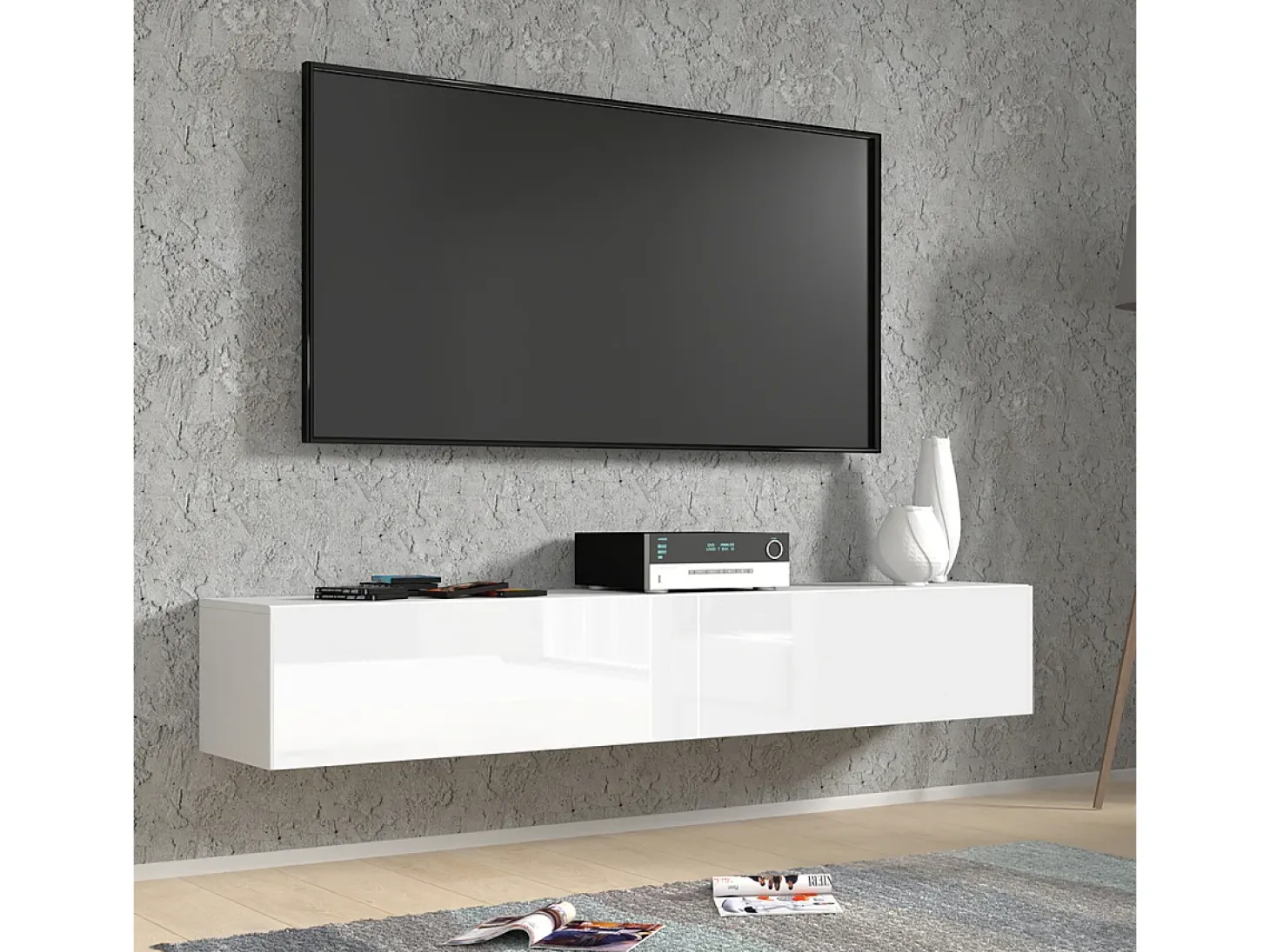 Mueble TV de pared 2 puertas 180 cm Bali Blanco