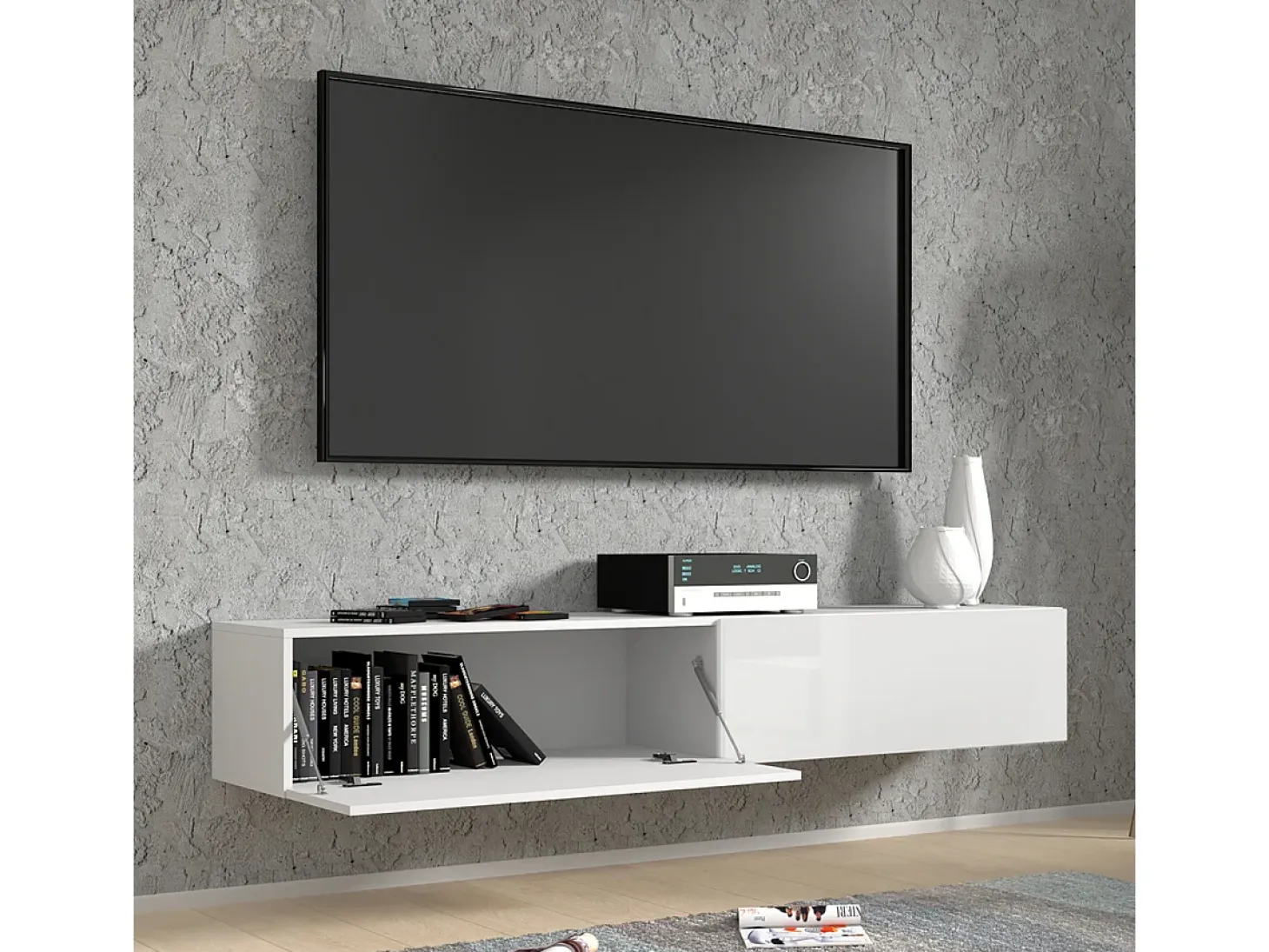 Mueble TV de pared 2 puertas 180 cm Bali Blanco