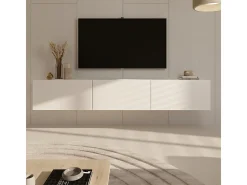 Mueble TV de pared 3 puertas 160 cm Idao Blanco