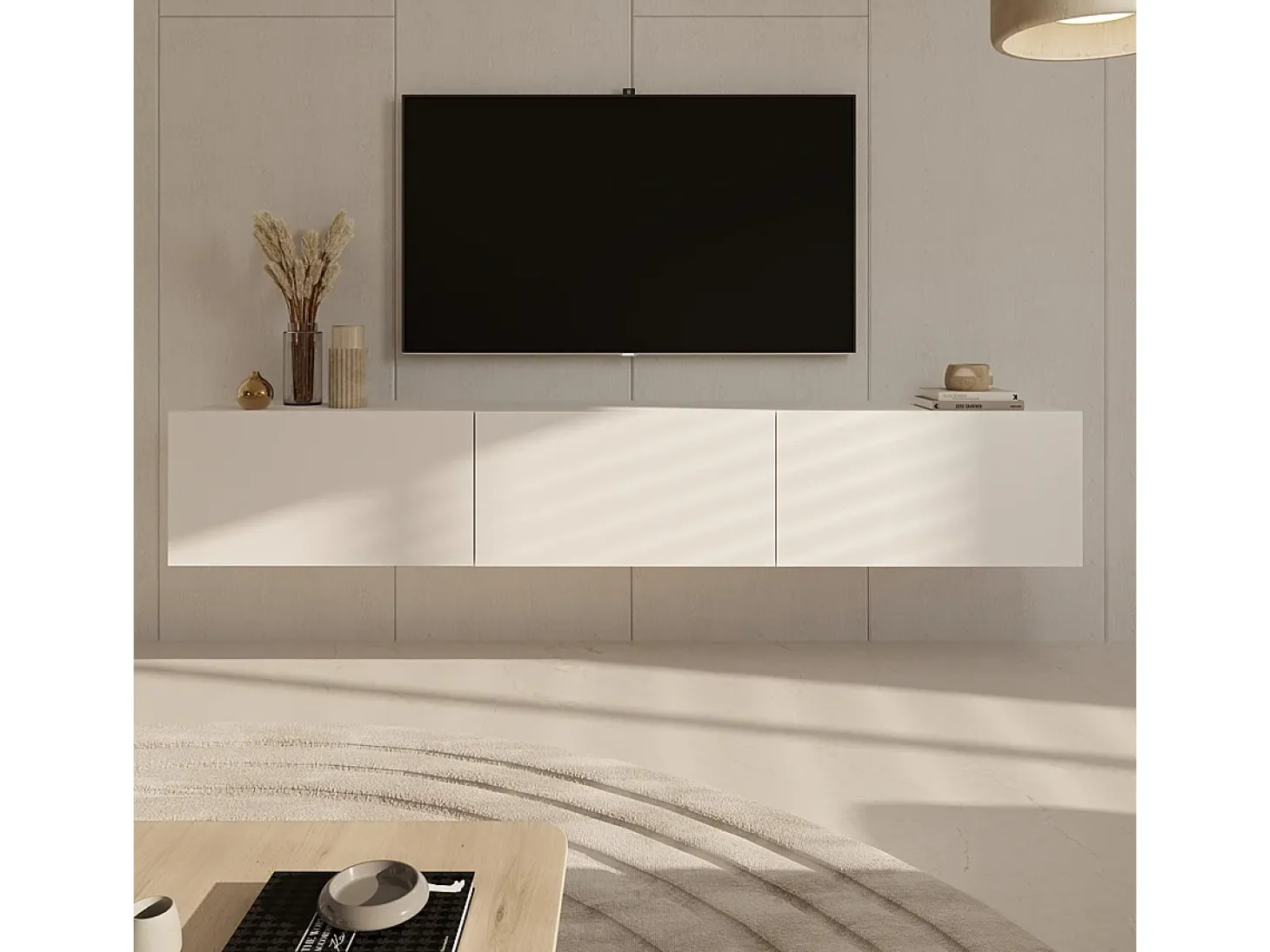 Mueble TV de pared 3 puertas 160 cm Idao Blanco