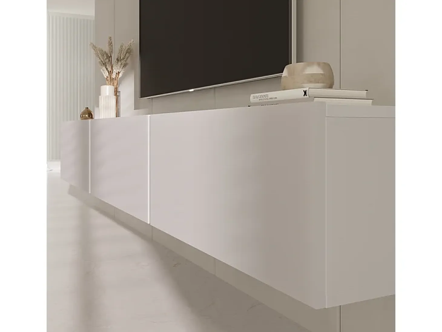 Mueble TV de pared 3 puertas 160 cm Idao Blanco