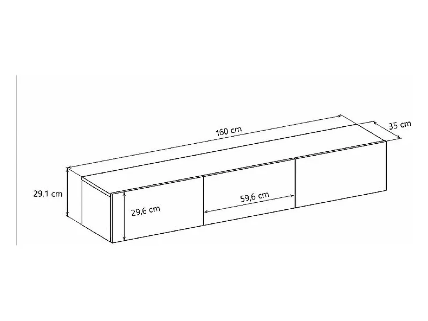 Mueble TV de pared 3 puertas 160 cm Idao Blanco