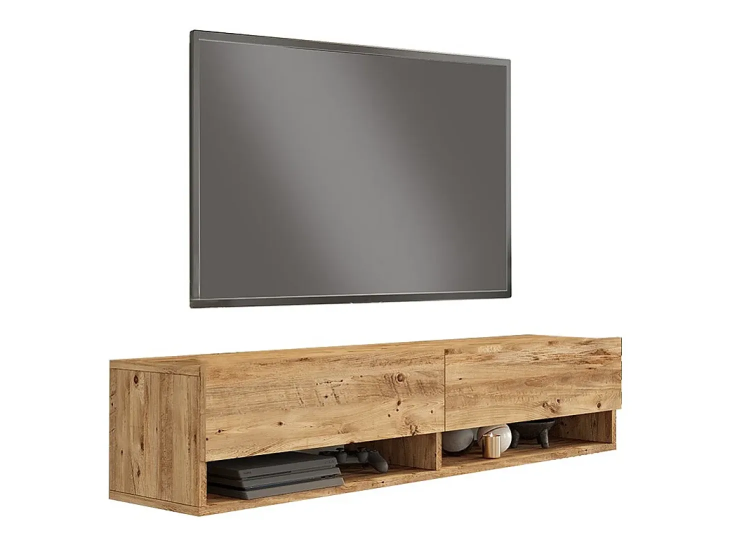 Mueble TV de Pared Color Roble 140x31.6x29.6 cm - 2 Puertas - Estilo Moderno y Funcional.