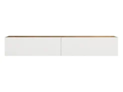 Mueble TV de pared con 2 puertas - Blanco y natural - AUBEPINA