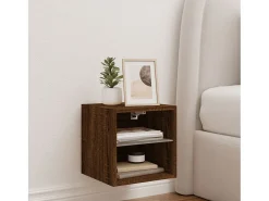Mueble TV de pared con luces LED roble marrón 30x28,5x30 cm ES68611