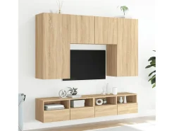 Mueble TV de pared madera ingeniería roble Sonoma 80x30x30 cm ES39363