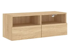 Mueble TV de pared madera ingeniería roble Sonoma 80x30x30 cm ES39363