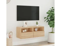 Mueble TV de pared madera ingeniería roble Sonoma 80x30x30 cm ES39363