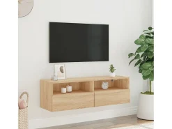 Mueble TV de pared madera ingeniería roble Sonoma 100x30x30 cm ES10273