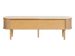 Mueble TV de roble claro con almacenaje y 2 puertas correderas 180 cm EPIC