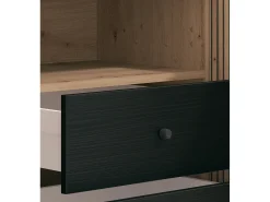 Mueble TV de 74x208x40 cm melamina y frentes alistonados color ébano y roble artisan Tania