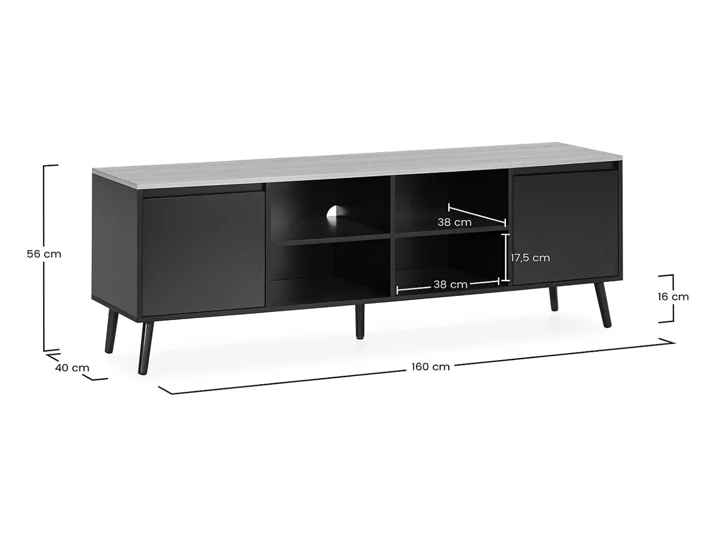 Mueble Tv Desi 2 puertas color Negro