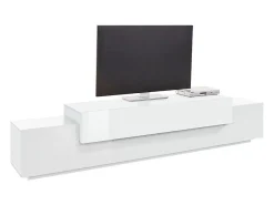 Mueble TV diseño moderno 240cm blanco 4 compartimentos y 3 puertas Corona Low Bial