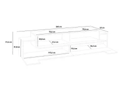 Mueble TV diseño moderno 240cm blanco 4 compartimentos y 3 puertas Corona Low Bial
