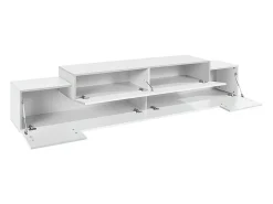 Mueble TV diseño moderno 240cm blanco 4 compartimentos y 3 puertas Corona Low Bial