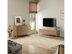 Mueble tv Lluvia 4 puertas color roble, 160 cm largo