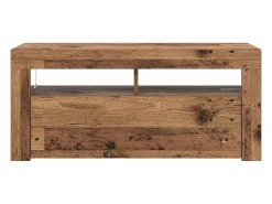 Mueble TV luces LED madera ingeniería envejecida 90x35x40 cm