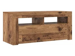 Mueble TV luces LED madera ingeniería envejecida 90x35x40 cm