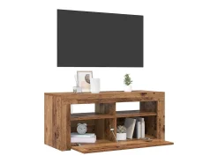 Mueble TV luces LED madera ingeniería envejecida 90x35x40 cm