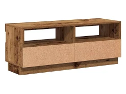 Mueble TV luces LED madera ingeniería envejecida 100x35x40 cm