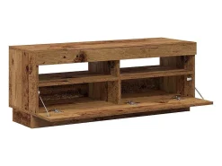Mueble TV luces LED madera ingeniería envejecida 100x35x40 cm
