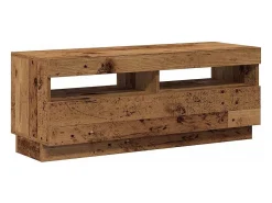 Mueble TV luces LED madera ingeniería envejecida 100x35x40 cm