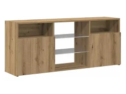 Mueble TV luces LED madera ingeniería roble artisan 120x30x50cm