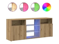 Mueble TV luces LED madera ingeniería roble artisan 120x30x50cm