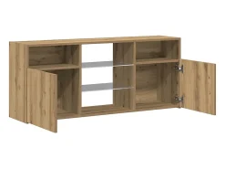 Mueble TV luces LED madera ingeniería roble artisan 120x30x50cm