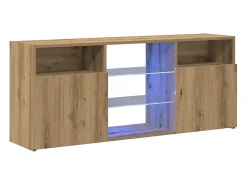 Mueble TV luces LED madera ingeniería roble artisan 120x30x50cm