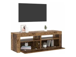 Mueble TV luces LED madera ingeniería envejecida 120x35x40 cm