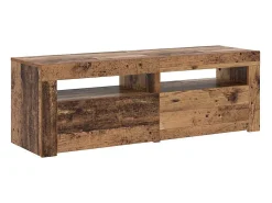 Mueble TV luces LED madera ingeniería envejecida 120x35x40 cm