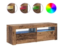 Mueble TV luces LED madera ingeniería envejecida 120x35x40 cm