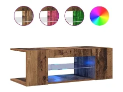Mueble TV luces LED madera ingeniería envejecida 90x39x30 cm