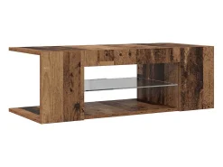 Mueble TV luces LED madera ingeniería envejecida 90x39x30 cm