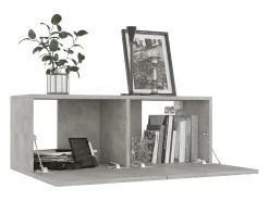 Mueble TV madera contrachapada gris hormigón 80x30x30 cm YOE73898