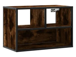 Mueble TV madera ingeniería y metal roble ahumado 60x31x39,5 cm