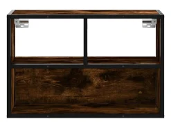 Mueble TV madera ingeniería y metal roble ahumado 60x31x39,5 cm