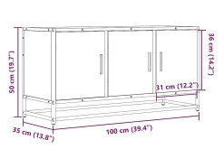 Mueble TV madera ingeniería y metal gris Sonoma 100x35x50 cm