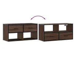 Mueble TV madera ingeniería y metal marrón roble 80x31x39,5 cm
