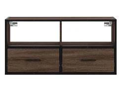 Mueble TV madera ingeniería y metal marrón roble 80x31x39,5 cm