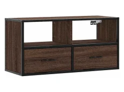 Mueble TV madera ingeniería y metal marrón roble 80x31x39,5 cm