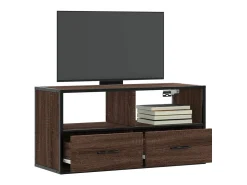 Mueble TV madera ingeniería y metal marrón roble 80x31x39,5 cm