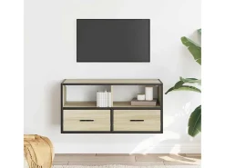 Mueble TV madera ingeniería y metal roble Sonoma 80x31x39,5 cm