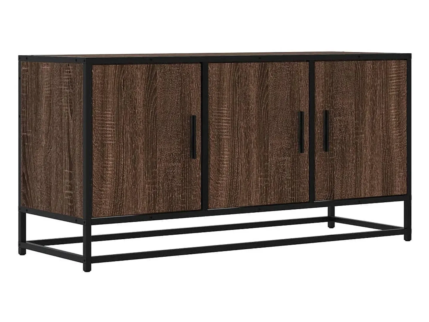 Mueble TV madera ingeniería y metal marrón roble 100x35x50 cm