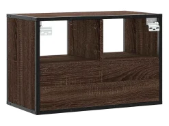 Mueble TV madera ingeniería y metal marrón roble 60x31x39,5 cm