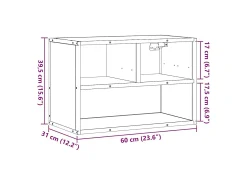 Mueble TV madera ingeniería y metal marrón roble 60x31x39,5 cm