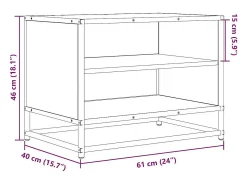 Mueble TV madera ingeniería y metal roble ahumado 61x40x46 cm